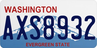 WA license plate AXS8932