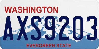WA license plate AXS9203
