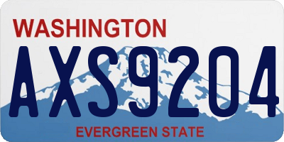 WA license plate AXS9204