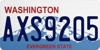 WA license plate AXS9205
