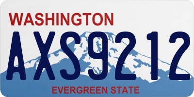WA license plate AXS9212
