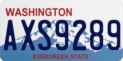 WA license plate AXS9289