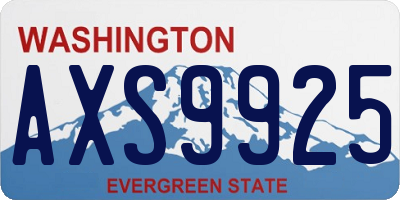 WA license plate AXS9925