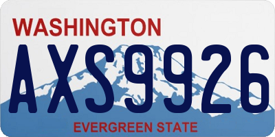 WA license plate AXS9926