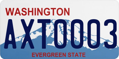 WA license plate AXT0003