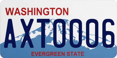 WA license plate AXT0006