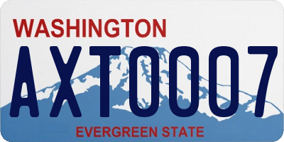 WA license plate AXT0007
