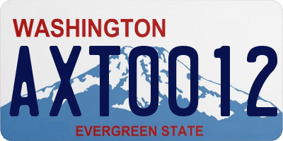 WA license plate AXT0012