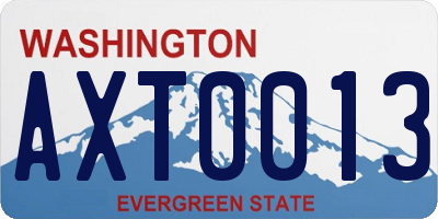 WA license plate AXT0013