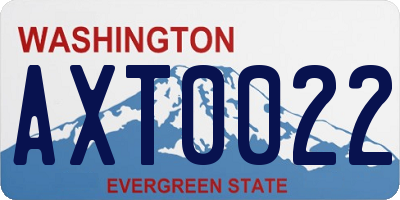 WA license plate AXT0022