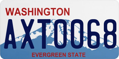 WA license plate AXT0068