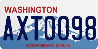 WA license plate AXT0098