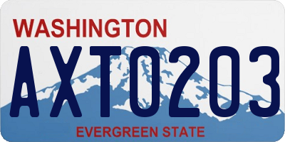 WA license plate AXT0203