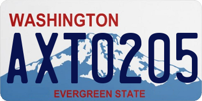 WA license plate AXT0205