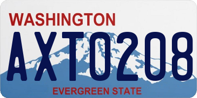 WA license plate AXT0208