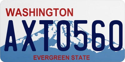 WA license plate AXT0560