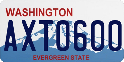 WA license plate AXT0600