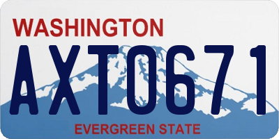 WA license plate AXT0671