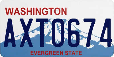 WA license plate AXT0674