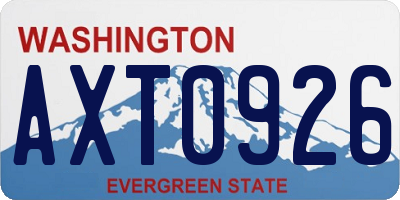 WA license plate AXT0926