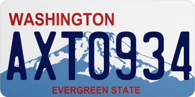 WA license plate AXT0934