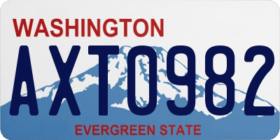 WA license plate AXT0982