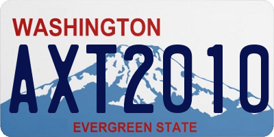 WA license plate AXT2010
