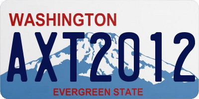 WA license plate AXT2012