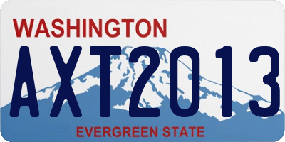 WA license plate AXT2013