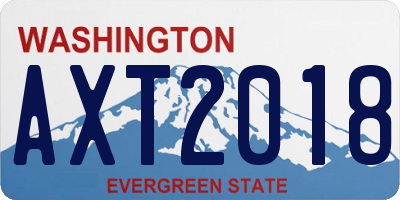 WA license plate AXT2018