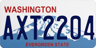 WA license plate AXT2204