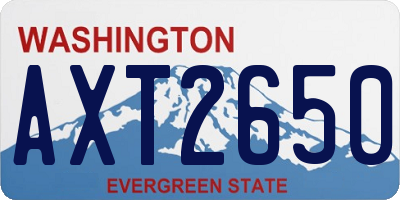 WA license plate AXT2650
