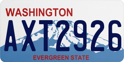 WA license plate AXT2926