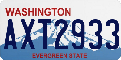 WA license plate AXT2933