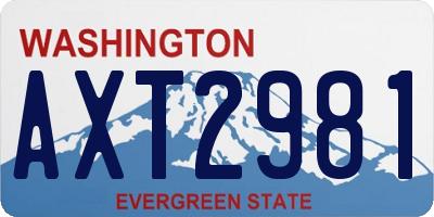 WA license plate AXT2981