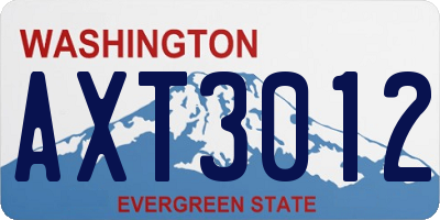 WA license plate AXT3012