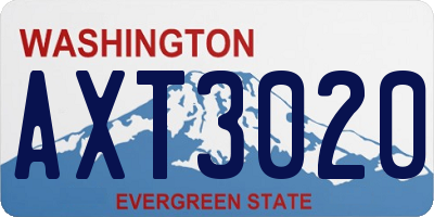 WA license plate AXT3020
