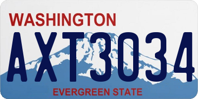 WA license plate AXT3034