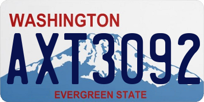 WA license plate AXT3092