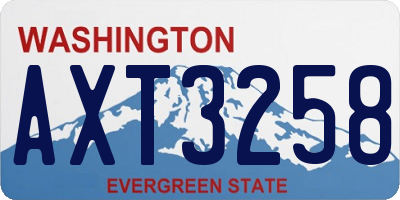 WA license plate AXT3258