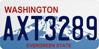 WA license plate AXT3289