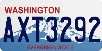 WA license plate AXT3292