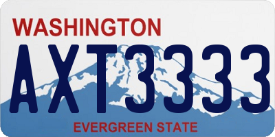 WA license plate AXT3333