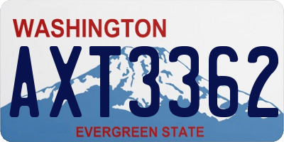 WA license plate AXT3362