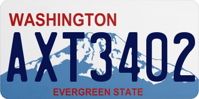 WA license plate AXT3402
