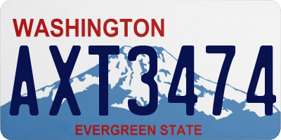 WA license plate AXT3474