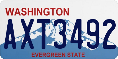 WA license plate AXT3492