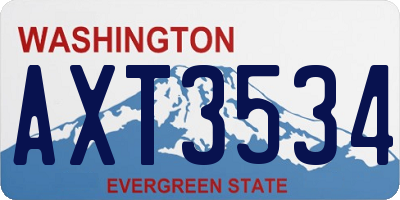 WA license plate AXT3534