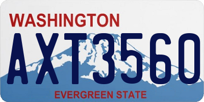 WA license plate AXT3560