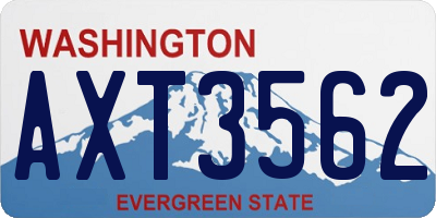 WA license plate AXT3562